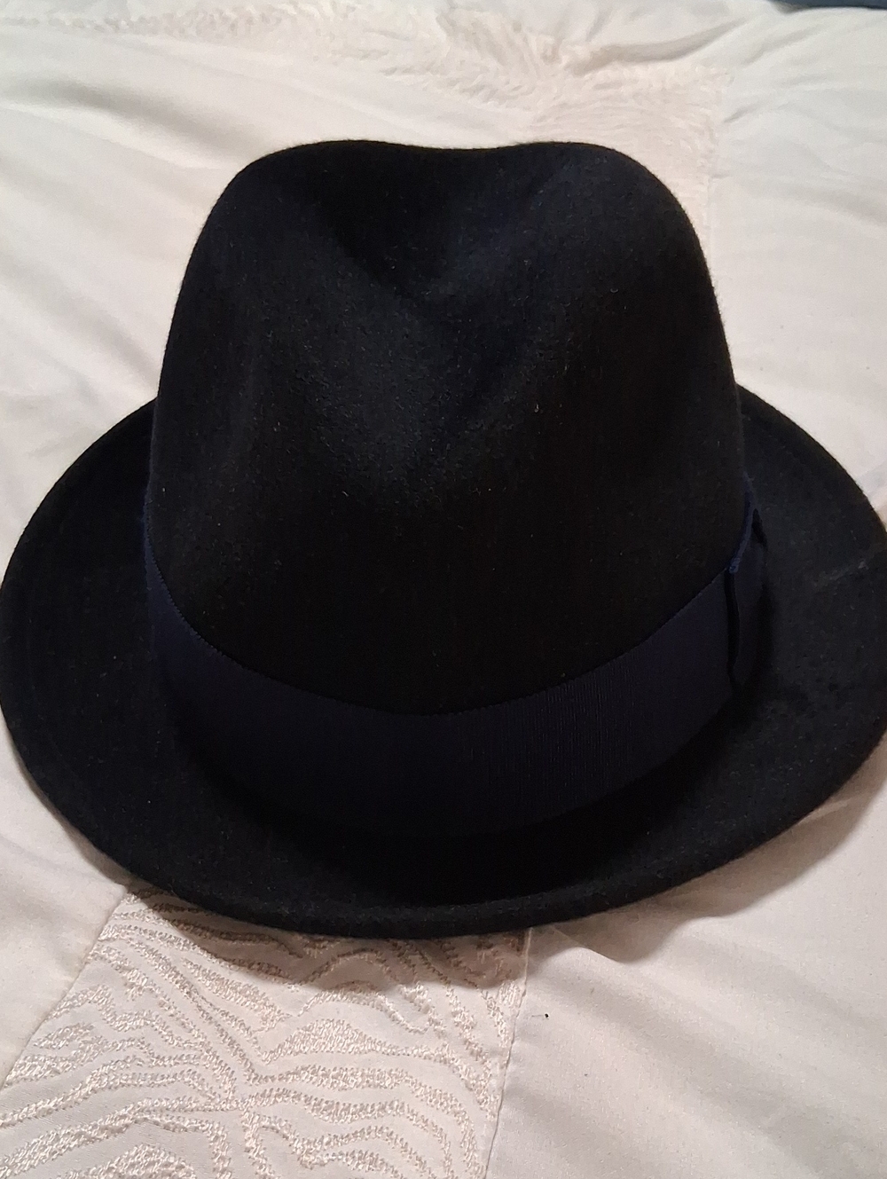 Classic Blue Fedora Hat with Ribbon Band